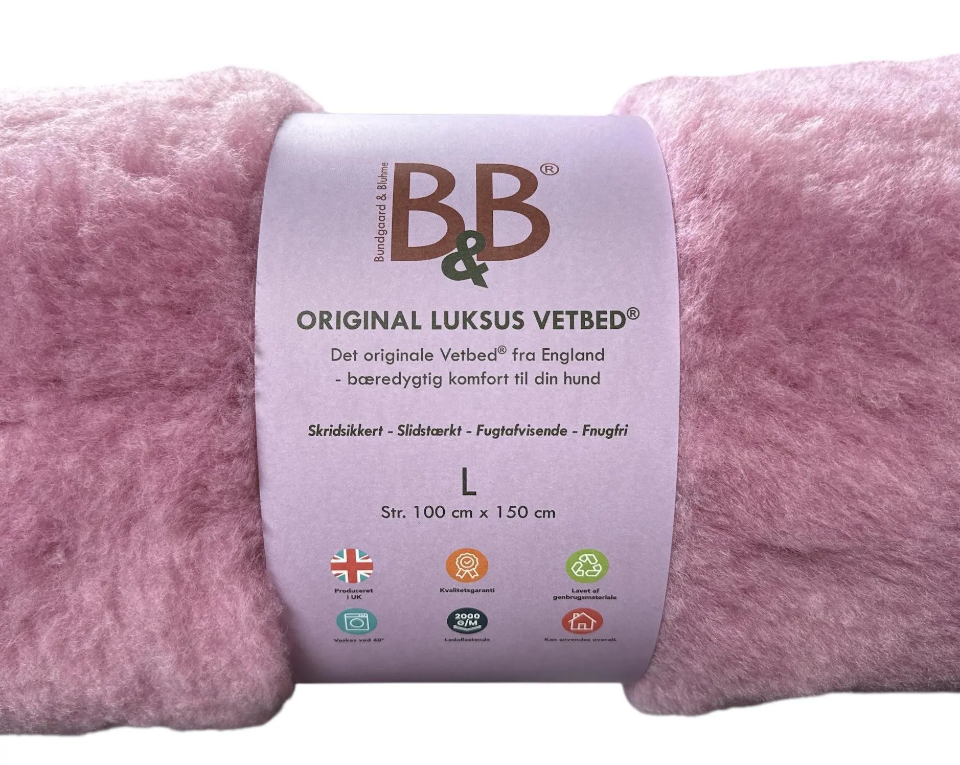 Vetbed Original rosa large 100x150 cm til hund - luksus hvile med plads